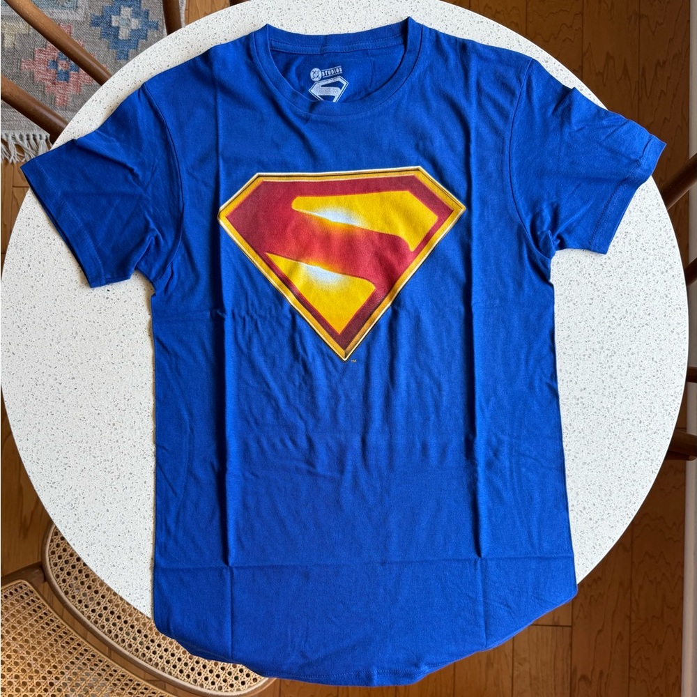 Superman Unisex Tee Shirt Official DC Comics Blue Multiple Sizes (S, XL)